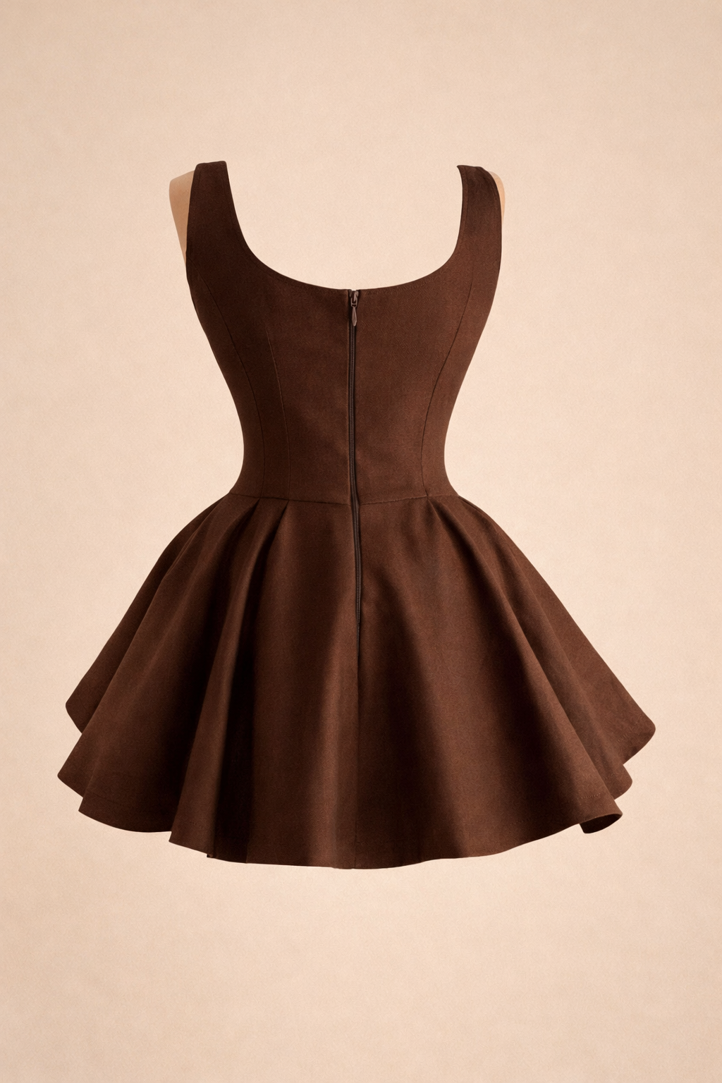 Chocolate Fit-and-Flare Mini Dress