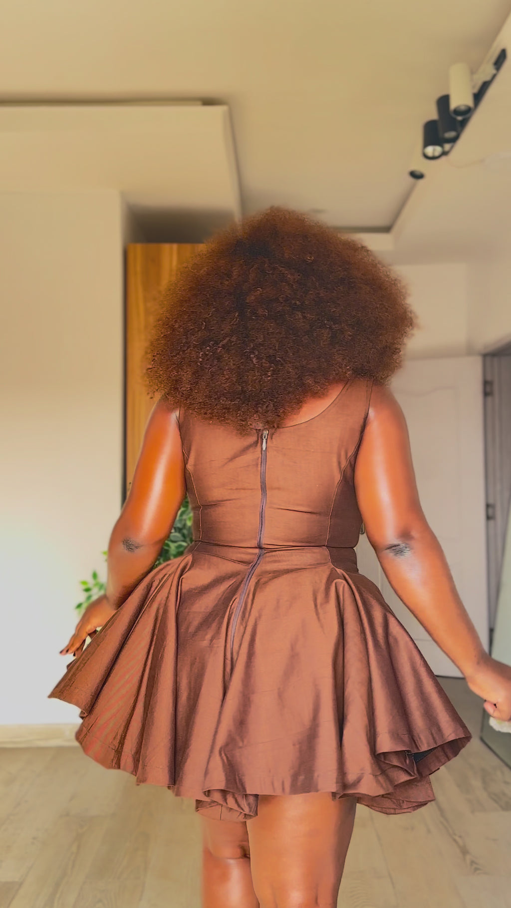 Chocolate Fit-and-Flare Mini Dress